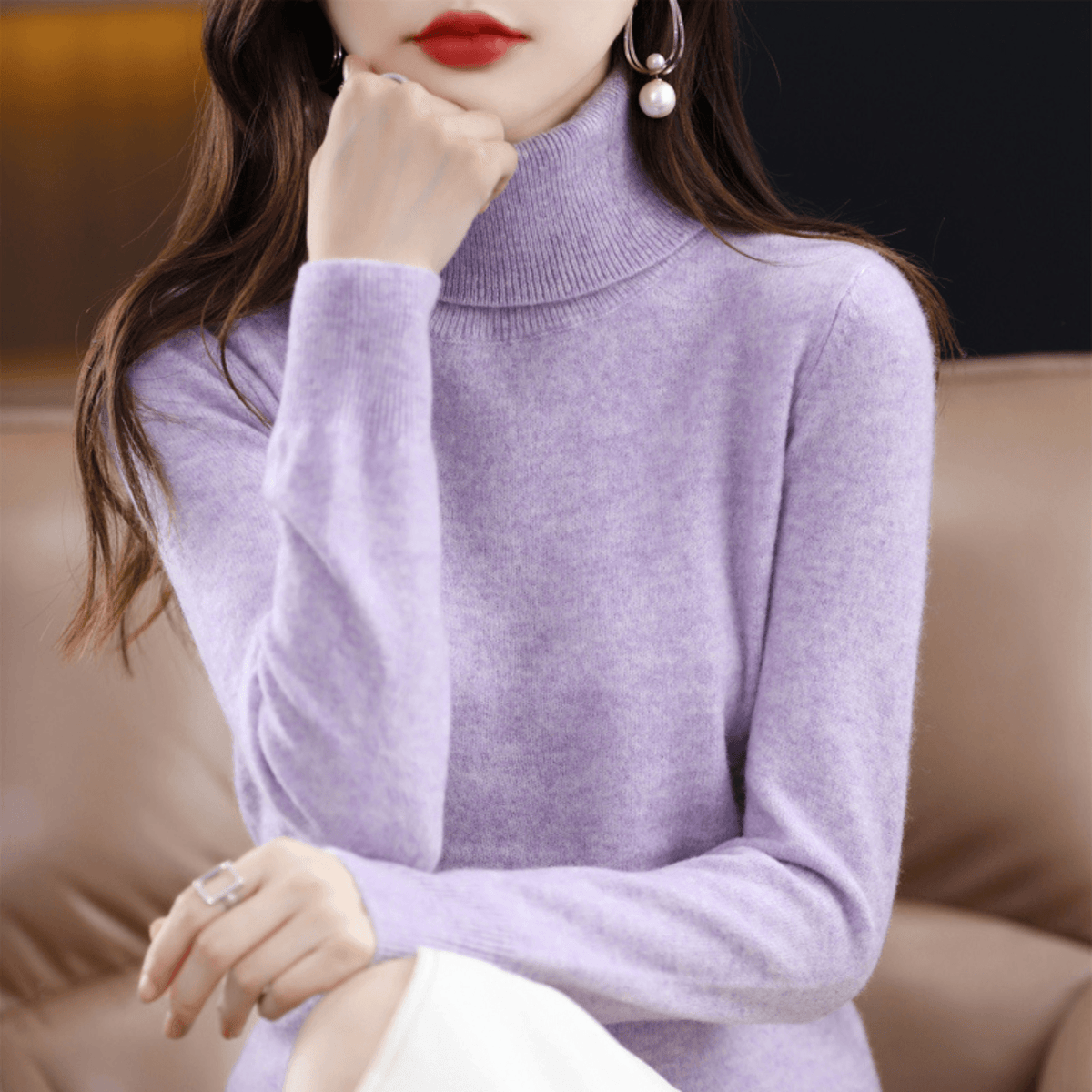 Elena Cashmere Blend Turtleneck Jumper for Ladies Christmas Wear