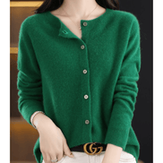 Danielle Button-Front Knitted Crew Neck Cardigan for Women