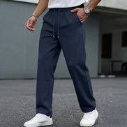 Men's Waffle-Textured Drawstring Jogger Trousers with Elastic Waist