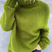 Women's Chunky Knitted Turtleneck Jumper with Ribbed Cuffs