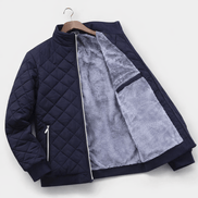 Men's Diamond-Quilted Winter Jacket with Faux Fur Lining