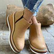 Courtney Faux Leather Wedge Ankle Bootie with Side Zip for Women