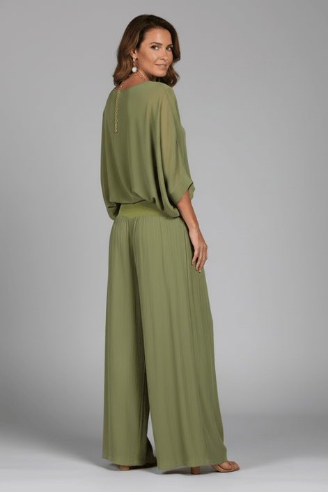 Natalie Wide-Leg Chiffon Co-ord Set with Draped Top
