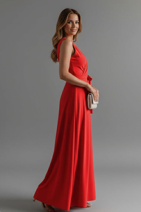 Annabelle Satin Wrap Maxi Party Dress with Relaxed Fit for Christmas