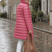 Women's Quilted Puffer Jacket with Detachable Hood and Packable Design