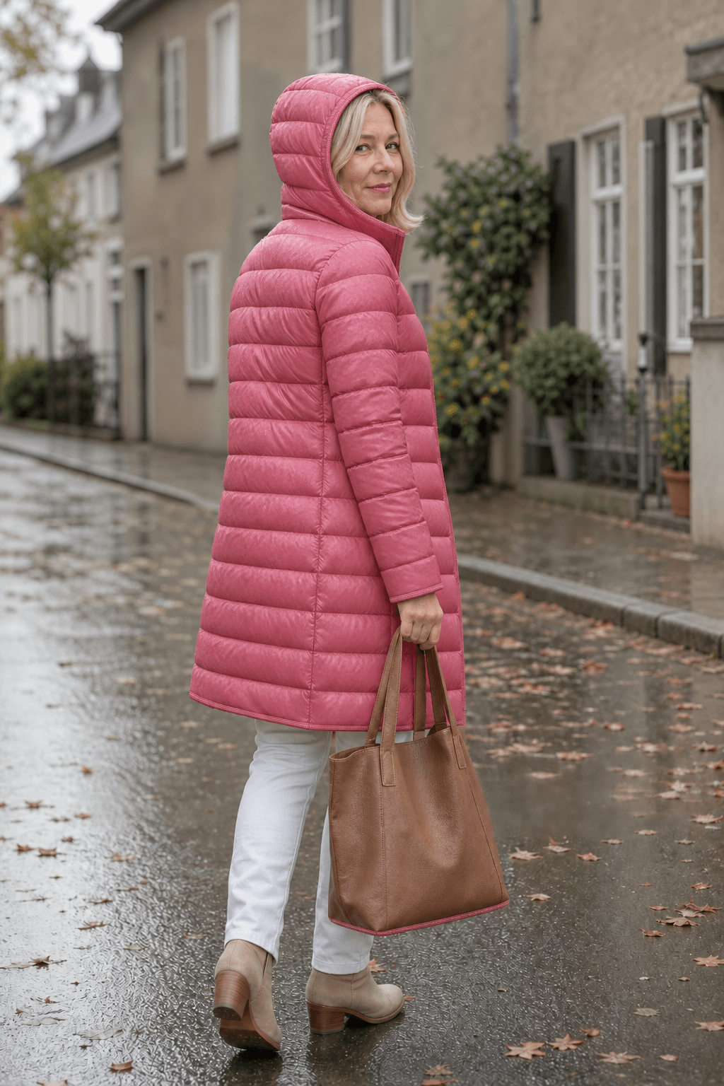 Women's Quilted Puffer Jacket with Detachable Hood and Packable Design