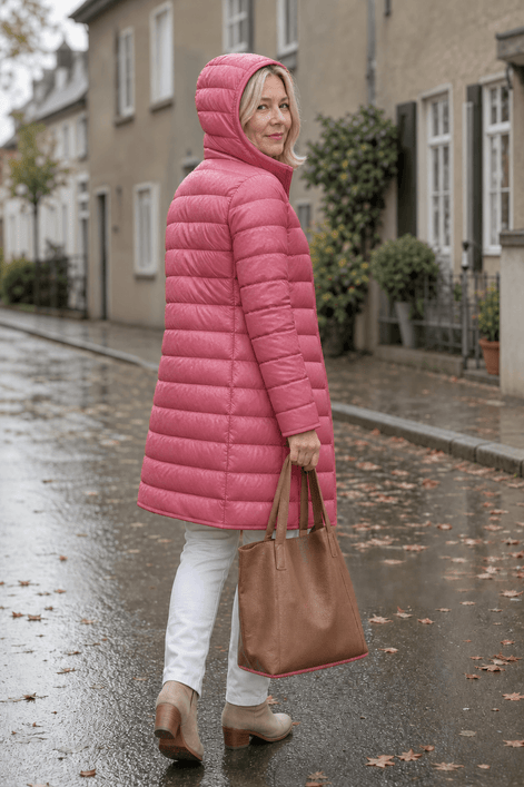 Women's Quilted Puffer Jacket with Detachable Hood and Packable Design