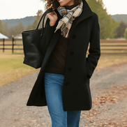 Helga Women's Wool Blend Winter Coat with Button-Front Closure