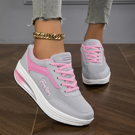 Jarrah Women's Cushioned Platform Sneakers with Lace-Up Faux Leather Upper