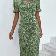 Floral Wrap Midi Dress for Wedding Guest and Christmas Party Wear