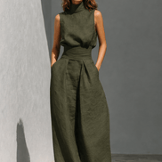 Women's Wide-Leg Tailored Trouser and Sleeveless Top Set