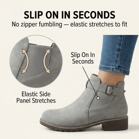 Women's Buckle Strap Ankle Boots with Chunky Lug Sole