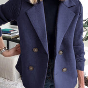 Sorelle Double-Breasted Women's Tailored Blazer with Knit Sleeves