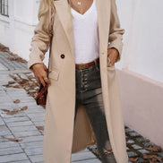 Anastasia Oversized Wool Blend Trench Coat for Women with Notched Lapel and Belt