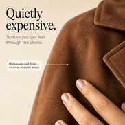 Women's Long Suede-Effect Button-Front Coat with Clean Vertical Line