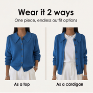 Peter Pan Collar Knitted Cardigan for Women with Ribbed Cuffs