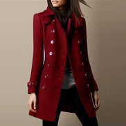 Janice Women's Double-Breasted Mid-Length Wool Blend Winter Coat