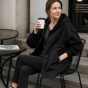 Hooded Midi Coat with Drawstring Waist for Women