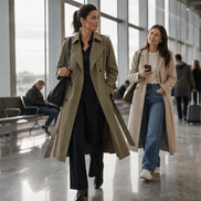 Mayfield Double-Breasted Long Belted Trench Coat for Women in Acetate