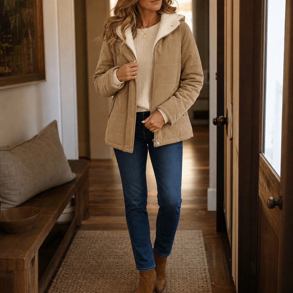 Coldbourne Sherpa-Lined Hooded Quilted Puffer Jacket for Women