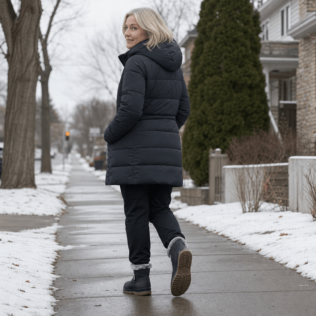 Faux Fur-Lined Waterproof Slip-On Ankle Boots for Women in Winter