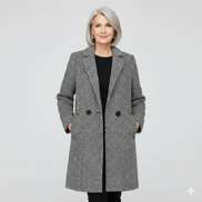 Rebeka Longline Houndstooth Women's Wool-Blend Winter Coat