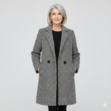 Rebeka Longline Houndstooth Women's Wool-Blend Winter Coat