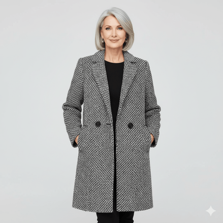 Rebeka Longline Houndstooth Women's Wool-Blend Winter Coat