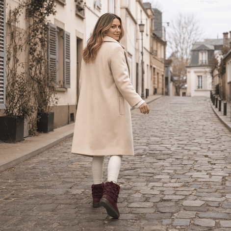 Coziva Cable-Knit Cuffed Mid-Calf Suede Boots for Women