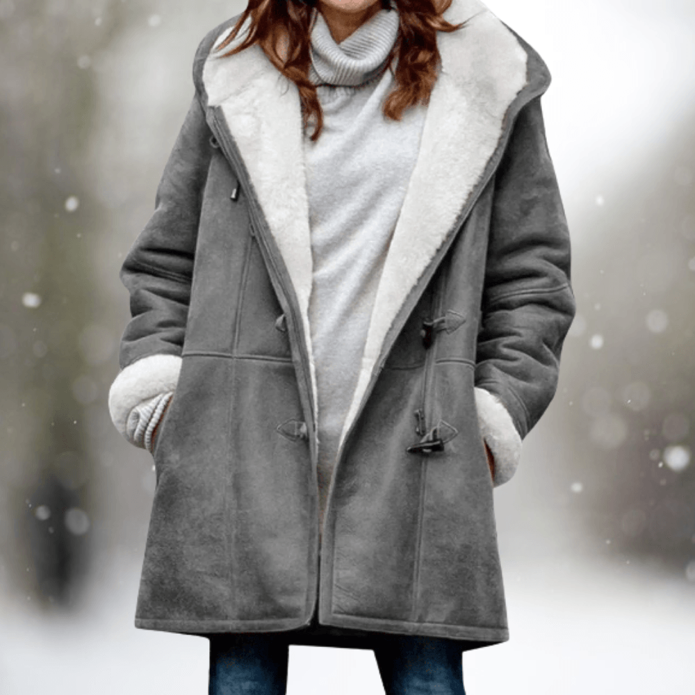 Fiona Women's Shearling-Lined Hooded Faux Suede Winter Coat