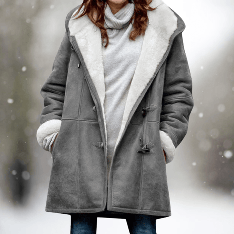 Fiona Women's Shearling-Lined Hooded Faux Suede Winter Coat