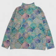 Selah Tie-Dye Turtleneck Women's Knitted Jumper with Metallic Print