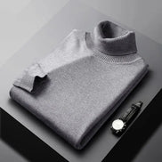 Men's Knit Turtleneck Jumper with Ribbed Collar