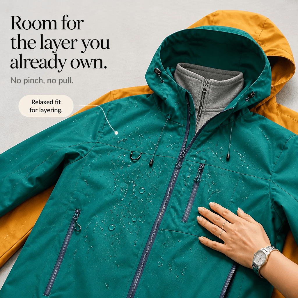 Women's Waterproof Hooded Windbreaker Rain Jacket with Vented Lining
