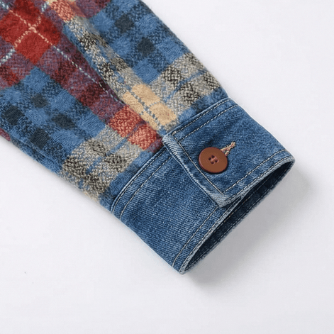 Weslyn Plaid Hooded Shacket with Denim Trim