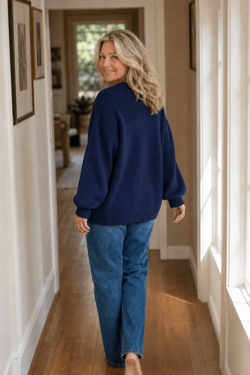 Women's Ribbed Dropped-Shoulder Oversized Knitted Jumper