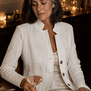 Women's Textured Knit Stand-Collar Tailored Blazer with Open Front