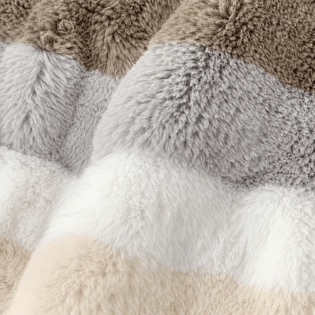 Women's Oversized Faux Fur Color-Block Hooded Coat