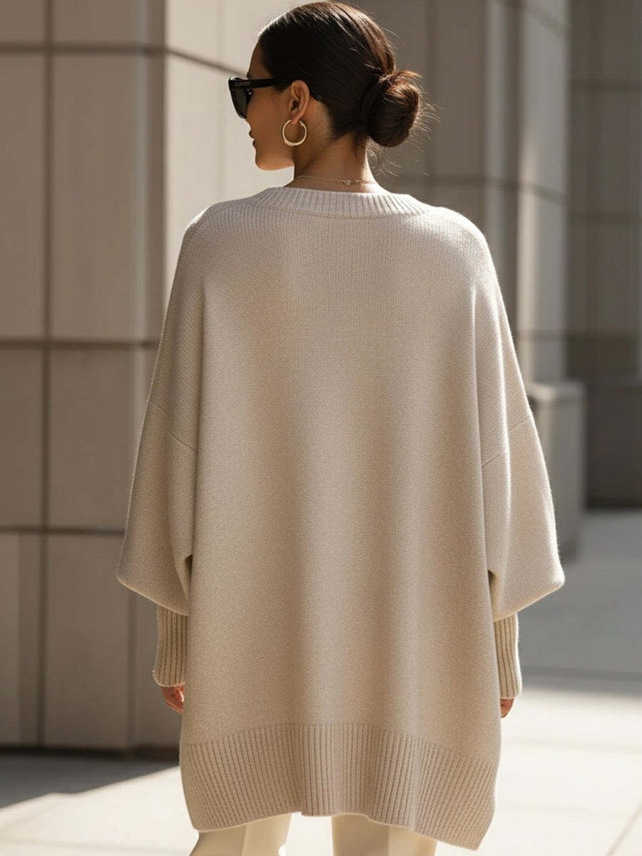 Emma Oversized Asymmetric Hem Wool Blend Women's Knitted Jumper