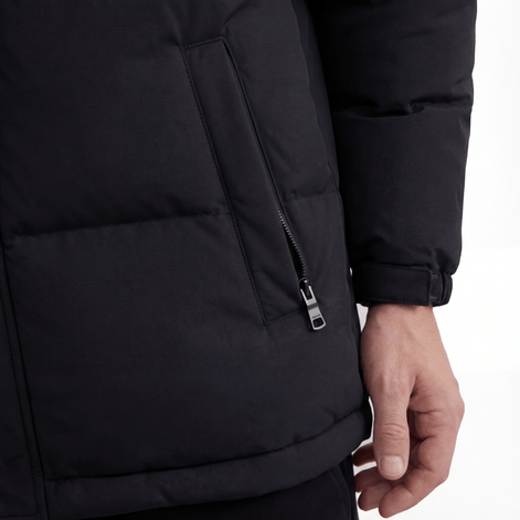 Men's Matte Polyester Puffer Jacket with Adjustable Hood