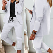 Women's Cotton Blend Blazer and Jogger Two-Piece Co-Ord Set