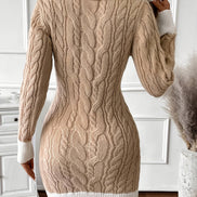 Adelia Collared Cable-Knit Women's Jumper Dress