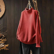 Filipa Mock-Neck Ribbed Oversized Women's Knitted Jumper