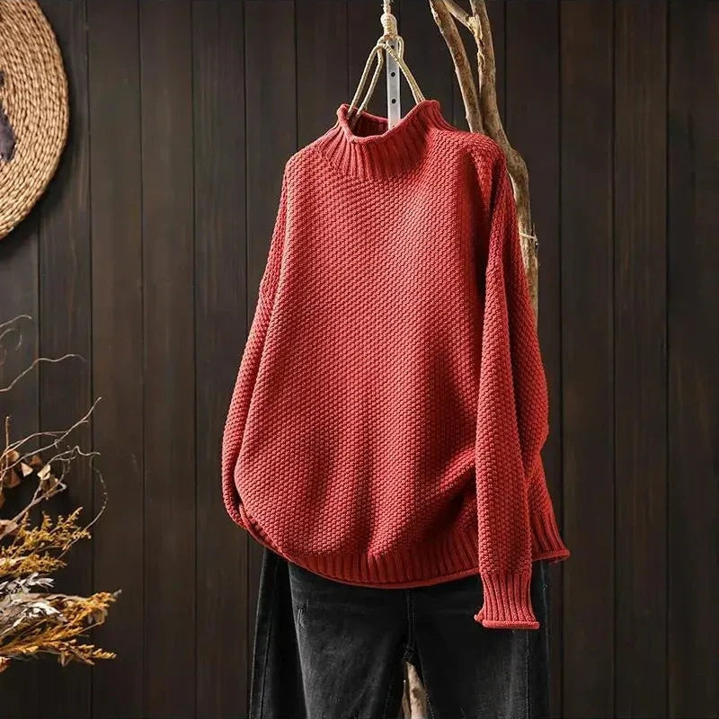 Filipa Mock-Neck Ribbed Oversized Women's Knitted Jumper