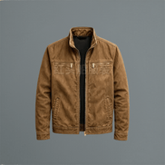 Men's Cotton Zip-Up Jacket with Stand Collar