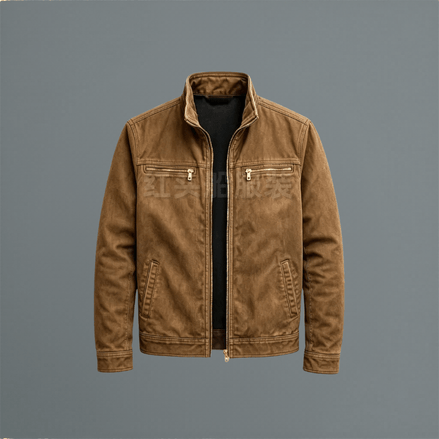 Men's Cotton Zip-Up Jacket with Stand Collar
