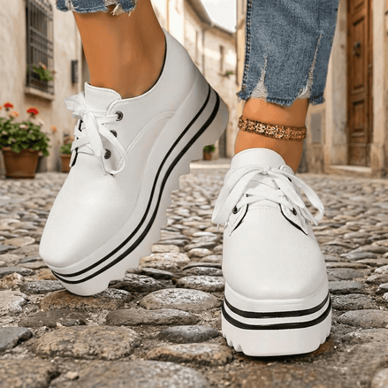 Elara Lace-Up Platform Oxford Faux Leather Comfort Shoes for Women