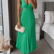Sanne Pleated Satin Midi Dressing Gown for Ladies
