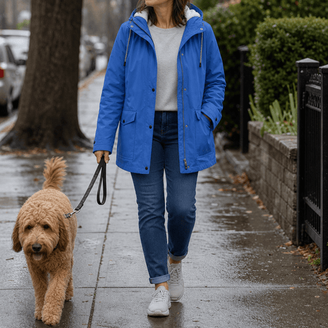 Waterproof Plush-Lined Hooded Jacket with Fleece Trim