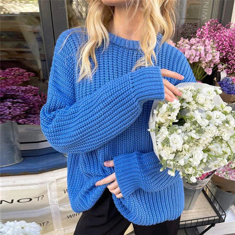 Women's Relaxed Fit Ribbed Knitted Jumper with Layered Collar